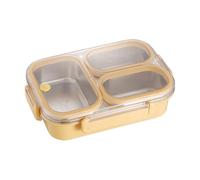 Scatola per il pranzo in acciaio inossidabile con 3 scomparti anti-perdite | Contenitore per alimenti e ciotola per pasti in metallo inox per frutta carne zuppa verdure panini scuola trasporto campeggio