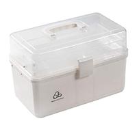 Scatola per la conservazione dei medicinali Scatola porta medicinali a 3 strati, grande contenitore for, for pronto soccorso, 32 x 18 22 cm, rosa(White)