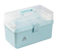 Scatola per la conservazione dei medicinali Scatola porta medicinali a 3 strati, grande contenitore for, for pronto soccorso, 32 x 18 22 cm, rosa(Blue)