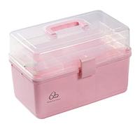 Scatola per la conservazione dei medicinali Scatola porta medicinali a 3 strati, grande contenitore for, for pronto soccorso, 32 x 18 22 cm, rosa(Pink)