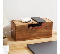 Scatola per la gestione dei cavi in legno di acacia, organizer per cavi con coperchio per ciabatta - nascondiglio per TV, scrivania e pavimento, ufficio, soggiorno, casa (scatola per cavi da sotto il