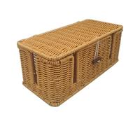 Scatola per la gestione dei cavi, organizer per cavi in rattan intrecciato a mano, 4 scomparti aperti, decorativo, per scrivania, in finto rattan, per cavi TV, computer, router, hub USB