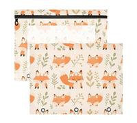 Scatola per matite con 3 occhielli rinforzati cartella di plastica per lettere A4 confezione da 2 pezzi per studenti universitari carino animale volpe fiore Bolsa para lapices