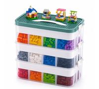 Scatola per mattoncini LEGO, 3 livelli, impilabile, con coperchio in | Gli scomparti regolabili separano in modo chiaro pietre, figure e accessori artigianali e si adattano a diverse dimensioni.