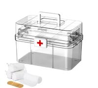 Scatola per medicinali - Armadietto per medicinali per la famiglia, a 3 strati, contenitore per pillole, portatile con manico, attraente e di grande capacità, antipolvere, per scuola, campeggio