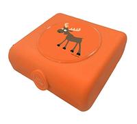 Scatola per merenda per Bambini Lunchbox Box per Sandwich Privo di plastica e BPA - Perfetto per l‘Asilo, Scuola, in gita o in Viaggio, Arancione, 14.5 x 13.8 x 5.3 cm