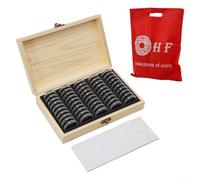 Scatola per monete in legno con cuscinetti regolabili per monete di diverse dimensioni, costruzione a doppio strato per protezione, castello vintage finemente intagliato (50 pezzi)
