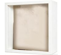 Scatola per ombre da parete in legno con design frontale aperto per visualizzare foto a strati, biglietti e frammenti di tessuto (bianco 8 x 8)