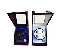 Scatola per orologi, scatola porta orologi con velocità regolabile, rotatore automatico, doppio avvolgimento per orologi, luce blu, organizer per display (colore: nero) (colore: paralume bianco)