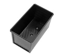 Scatola per pane tostato antiaderente, teglia per pane ondulata in acciaio al carbonio lavabile in lavatrice con coperchio per torta di pane tostato Dim Sum 8,1x4,6x4,6 pollici (Nero senza coperchio)