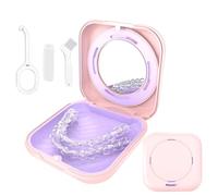 Scatola per parentesi graffe, con fori di ventilazione, compatibile con, custodia con specchio con strumenti di prelievo & Aligner Chewies& spazzola (rosa)