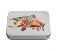 Scatola per pesca a mosca, in latta con inserto in spugna per ganci e accessori per esche da mosca, compatta e leggera, 8,76 x 11,8 x 2,3 cm (B)