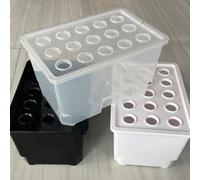 Scatola per piante acquatiche per uso domestico, con 15 fori e struttura trasparente per facilitare l'ispezione delle radici e la gestione dei nutrienti (bianco)