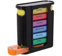Scatola per Pillole Settimanale Portatile in Plastica Nera | Sette Scomparti Separati, Indicatori dei Giorni, Quattro Vani al Giorno, per Viaggio e Trekking