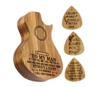 Scatola per Plettri per Chitarra in Legno Marrone 3 Plettri | Forma Chitarra, Portatile per Casa e Piccoli Oggetti, Idea Regalo per Chitarristi e Amanti della Musica