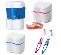 Scatola per Protesi, 2 Pezzi Scatola Ortodontica, Protesi Dentaria Contenitore, Scatola Portaoggetti per Protesi, Contenitore per Protesi con Cestello, con 2 Pcs Spazzole per Pulizia Della