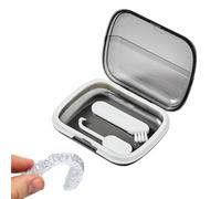 Scatola per protesi dentaria portatile, a prova di perdite, contenitore per denti falsi con spazzola e strumento di rimozione per apparecchi per viaggi e uso quotidiano