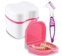 Scatola Per Protesi, Scatola Da Bagno Per Dentiera, Scatola Ortodontica, Porta Apparecchio Denti, Contenitore Per Protesi Con Cestello, Con Spazzole Per Pulizia Della, Rosa