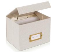 Scatola per ricette estetica con coperchio in lino, scatola per ricette perfetta per le tue ricette, porta schede di qualità 10,2 x 15,2 cm per organizzare le tue ricette, biglietti di ricette non