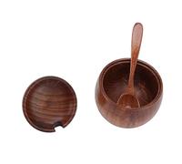 Scatola per Sale in Legno con Coperchio Antipolvere e Cucchiaio per Conservare Zucchero e Spezie, Perfetta per la Casa e le Feste Ecologica 1 unità