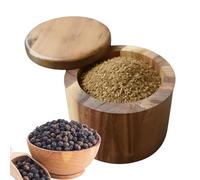 Scatola per Sale In Legno con Coperchio Girevole Magnetico