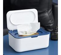 Scatola per salviette, con coperchio e sigillata in Gomma, astuccio per salviettine in plastica, per casa e ufficio, colore: blu