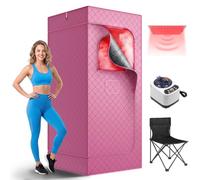 Scatola per sauna a infrarossi con terapia della luce rossa 660 nm e pannello a luce infrarossa 850 nm, vapore da 3 litri, 9 livelli di temperatura e timer 99 min, isolamento impermeabile a 5 strati