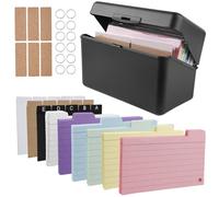 Scatola per schedari, per 300 schede, formato A7, A8, set con 230 schede, 15 registri, 6 anelli, 6 adesivi per appunti, oggetti scolastici, ufficio