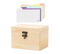 Scatola per schede di memoria, in legno, organizer con divisori, custodia per appunti, flashcard, cartoline, ricette, carta, buste, perfetta per casa, ufficio, scuola, università
