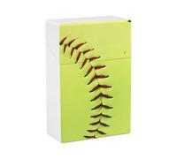 Scatola per sigarette leggera e compatta con palla da softball gialla, elegante scatola per sigarette impermeabile