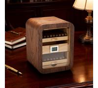 Scatola per sigari, in legno di cedro spagnolo, capacità 110, igrometro elettronico integrato, 24 x 24 x 32 cm, per piccoli appartamenti o uso personale