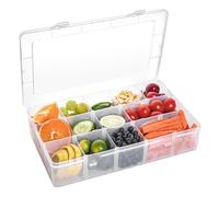 Scatola per snack con 15 scomparti e coperchio,scatola per snack trasparente con divisori regolabili Perfetta per conservare frutta,noci e caramelle,perfetta per i viaggi e l'uso quotidiano(26x16x6cm)