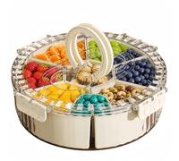Scatola per snack con coperchio e manico, vassoio da portata multi-scomparto diviso, contenitore ermetico portatile per alimenti, per aereo, viaggi e picnic, organizer per feste per frutta, dolci