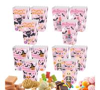 Scatola per snack per Halloween, scatola per popcorn di Halloween | Set di 12 scatole per bomboniere per popcorn per feste a tema Halloween | Scatole di contenitori per forniture per feste di caramell