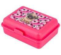 Scatola per snack rosa con illustrazione di cane
