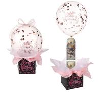 Scatola per Soldi con Soldi per Regali in Contanti, Set Sorpresa Buon Compleanno con Porta Palloncini a Nastro Salvadanaio di Compleanno per Regalo per Fidanzata e Moglie (Rosa)