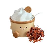 Scatola per spezie per sale - Contenitore in ceramica con coperchio Cucchiaio Design a fumetti Simpatico contenitore per alimenti Igienico Facile da pulire | Organizzazione del tavolo da cucina per la