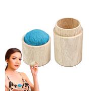 Scatola per spilli in legno, 12 cm, scatola portatile per aghi da cucito con coperchio, set di aghi da ricamo incluso, organizer per perni di palla di lana per cucito progetto fai da te uso domestico