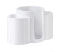 Scatola per trucchi 3 in 1 per dischetti di cotone, tamponi, filo interdentale e spugnette a sbuffo, design compatto e facile da pulire per routine (bianco)