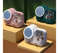 Scatola per trucco per cosmetici con ricarica USB, ventola incorporata, anello LED, organizer per studenti, impiegati, verde bianco rosa