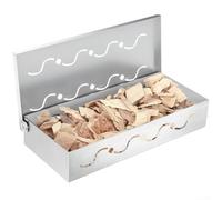 Scatola per trucioli di legno per barbecue, 30,5 cm, doppio contenitore per trucioli di legno in acciaio inox con coperchi incernierati, perfetto per griglie a gas/pellet