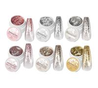 Scatola per unghie cromata, 6 colori platino, effetto glitter, decorazione per manicure lucida, manicure UV di lunga durata, arte scintillante alla moda per styling, feste