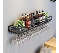 Scatola Per Vino Da Parete, Porta Bicchieri Da Vino In Ferro, Portabottiglie Da Parete Oro/Nero, 60cm-150cm, Risparmio Di Spazio, Mantieni I Bicchieri Asciutti, Mobili Portabottiglie ( Color : Black ,