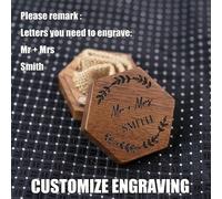 Scatola Personalizzata In Legno Di Noce Per Fedi Nuziali Esagonale