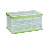 Relaxdays Cassetta Pieghevole, Stabile, da Lavoro, Plastica Resistente, 60L, HLP 31,5x59,5x39,5 cm, Verde