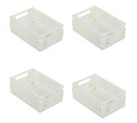 Scatola Pieghevole, Confezione da 4 Cestini Pieghevoli, 25X16X10 cm Contenitore Portaoggetti Pieghevole, Contenitore Impilabile, per Armadio, Libreria, Bagno, Camera da Letto, Cucina