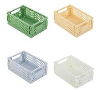 Scatola Pieghevole, Confezione da 6 Cestini Pieghevoli, 25X 16 X 10 cm Contenitore Portaoggetti Pieghevole, Contenitore Impilabile, per Armadio, Libreria, Bagno, Camera da Letto, Cucina