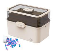 Scatola pieghevole per medicina domestica - pieghevole a tre strati, vassoio portaoggetti trasparente | Disposizione chiara dello scomparto multilivello, design pratico della maniglia per il