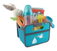 Scatola Pieghevole salvaspazio con Manici e Scomparto con Tasche in Rete Elastiche, Portata 30 kg, Poliestere, Blau/Storch, Mini