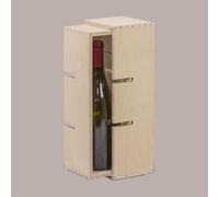 Scatola Porta 1 Bottiglia da 750 ml Cantinetta in Legno di Betulla Componibile